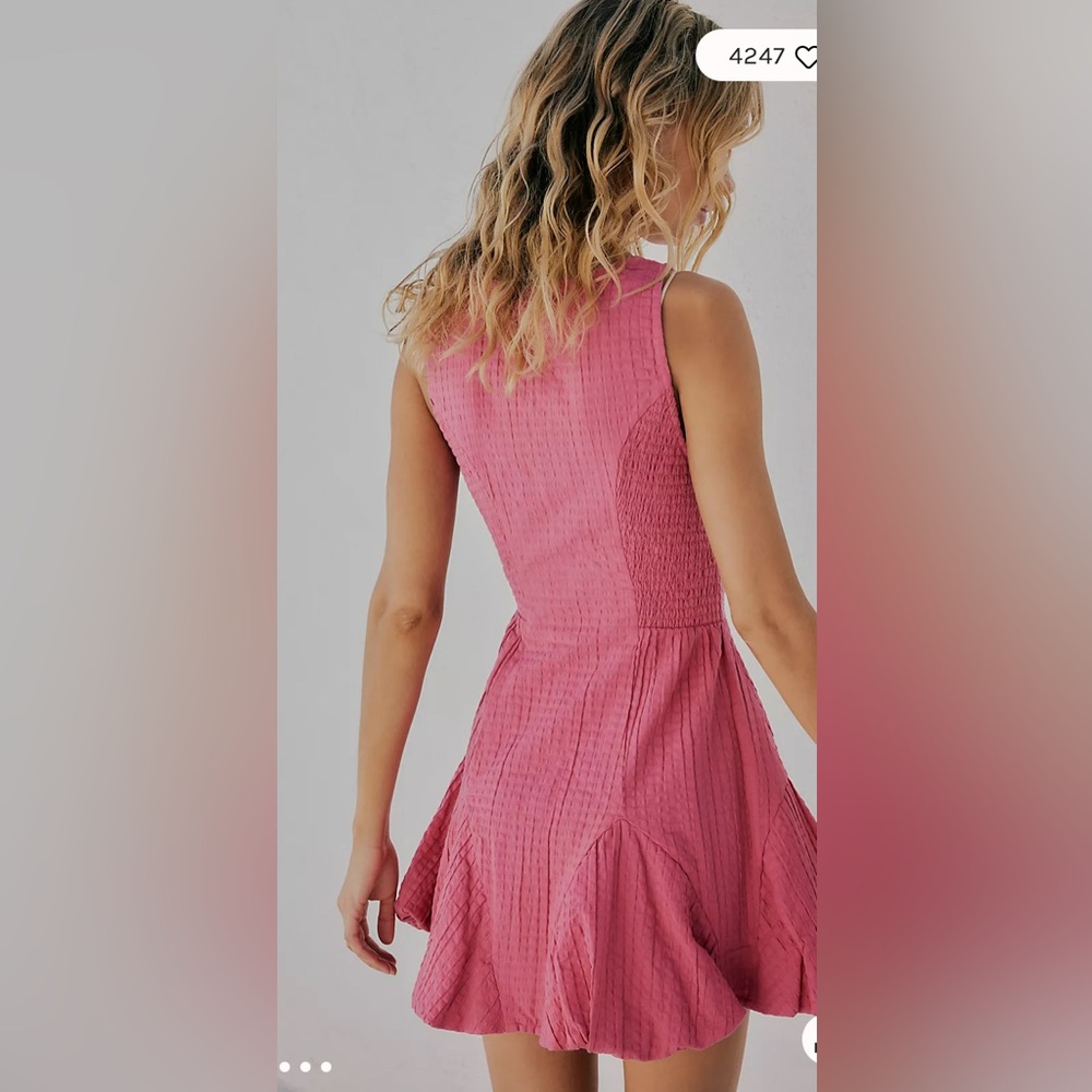 NWT Free People Emilia Pucker Check Mini in Vintage Rosey Pink XS - Picture 2 of 7